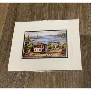 Anna Chrasta Signed 1996 San Francisco Cable Car Art Print Gallery Matted 8x10